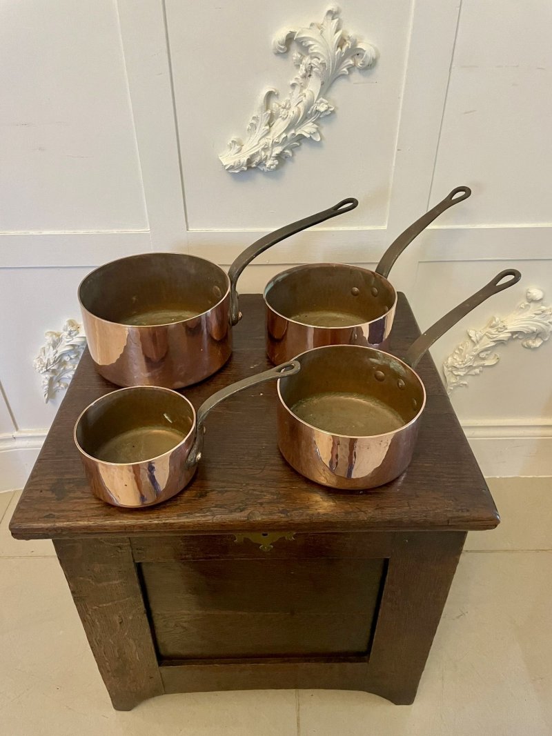 Antique 19th Century French Set of Four Copper Pans - Image 8